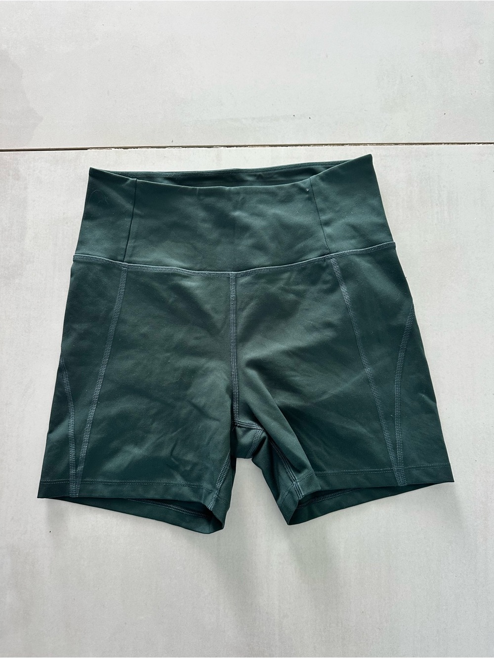 girlfriend collective High-Waist Shorts in Deep Forest Green